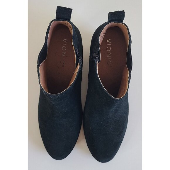 Vionic Women's Parkwood Paloma Black Suede Ankle Booties Boots Size 7 Mint - Picture 2 of 10